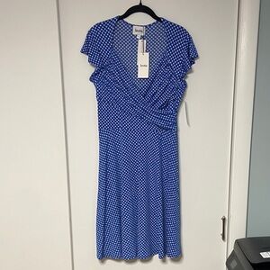 Leota Blue and White Patterned Midi Dress